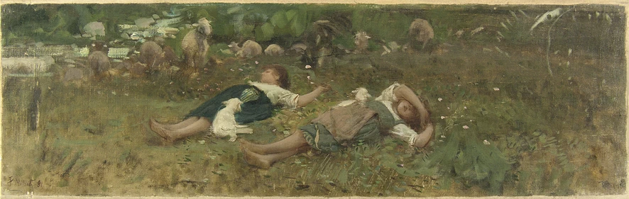 Francesco Paolo Michetti - Due pastorelle con gregge, Palazzo delle Belle Arti, Roma